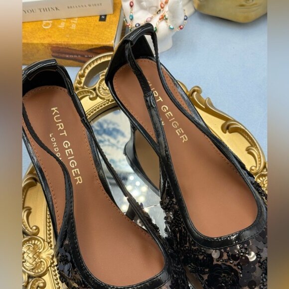 🆕 KURT GEIGER LONDON 🧿 NWOB Regent Floral Sequin Low Heel Slingback Sz 37 US 7 - Picture 12 of 14
